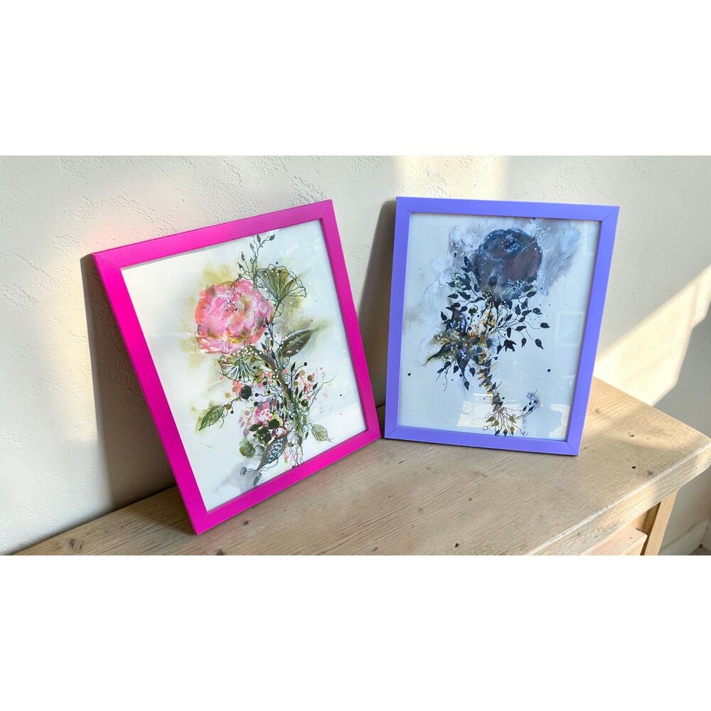 Original Abstract Floral Mixed Media Paintings